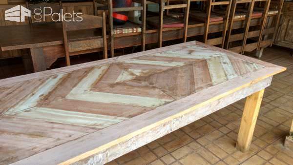 Chevron Pallet Dining Table Is A Beautiful Gift! Pallet Desks & Pallet Tables Chevron Pallet Dining Table Is A Beautiful Gift! Pallet Desks & Pallet Tables
