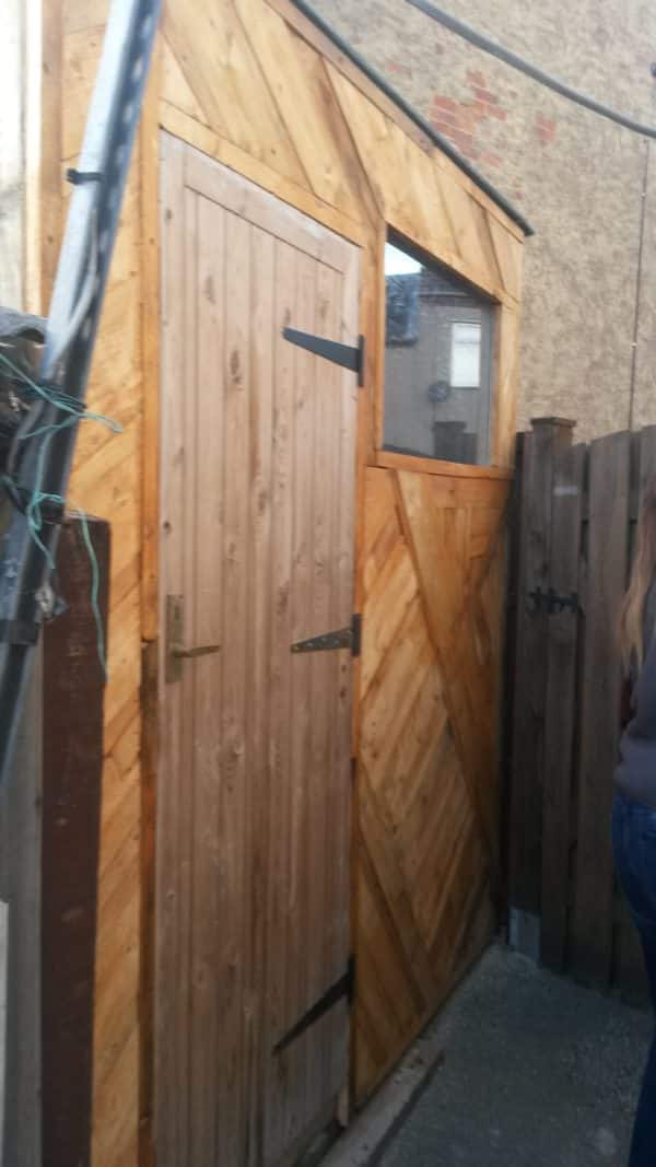 Crazy-mosaic Pallet Wood Shed Front Pallet Walls & Pallet Doors Crazy-mosaic Pallet Wood Shed Front Pallet Walls & Pallet Doors