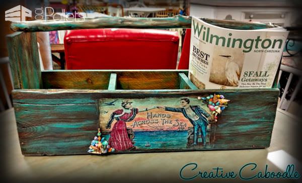 Painted Branch-handle Pallet Tote Crate With Decoupage Accents Other Pallet Projects Painted Branch-handle Pallet Tote Crate With Decoupage Accents Other Pallet Projects