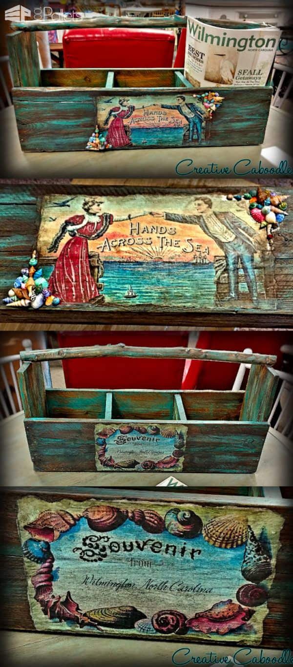 Painted Branch-handle Pallet Tote Crate With Decoupage Accents Other Pallet Projects Painted Branch-handle Pallet Tote Crate With Decoupage Accents Other Pallet Projects