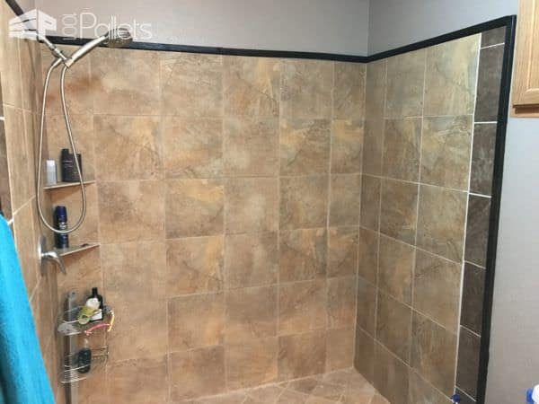 Bathroom Gets Pallet Accent Wall Makeover! Pallet Walls & Pallet Doors Bathroom Gets Pallet Accent Wall Makeover! Pallet Walls & Pallet Doors