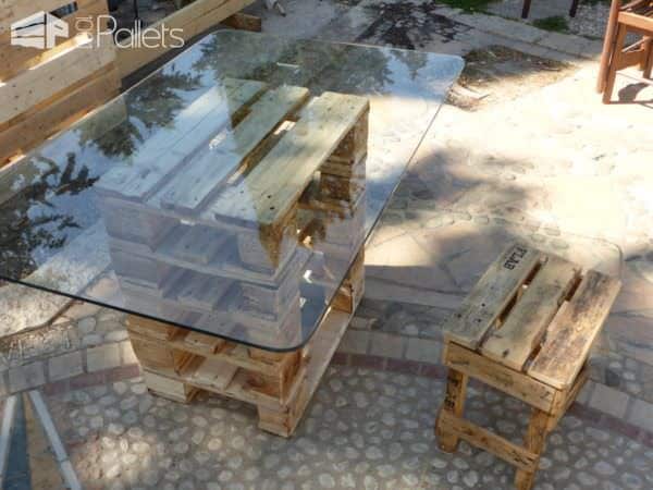 Glass/Pallet Dining Table Uses Upcycled Dining Chairs Pallet Desks & Pallet Tables Glass/Pallet Dining Table Uses Upcycled Dining Chairs Pallet Desks & Pallet Tables