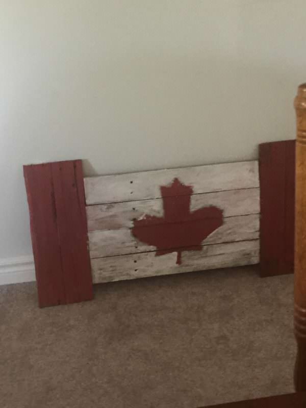 Rustic Pallet Flag Celebrates Canada Day Pallet Wall Decor & Pallet Painting Rustic Pallet Flag Celebrates Canada Day Pallet Wall Decor & Pallet Painting
