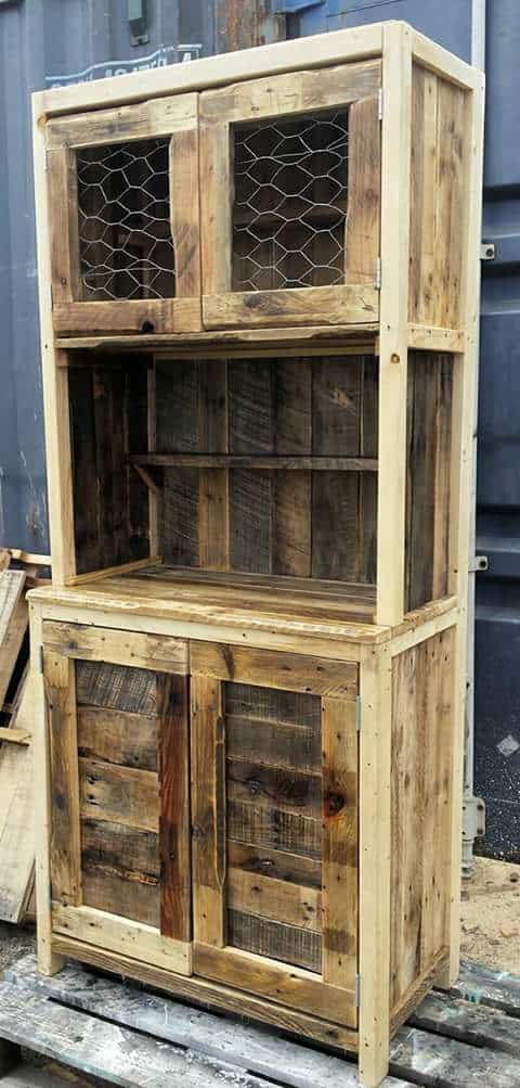 Wire-door Rustic Pallet Hutch Pallet Cabinets & Wardrobes Wire-door Rustic Pallet Hutch Pallet Cabinets & Wardrobes