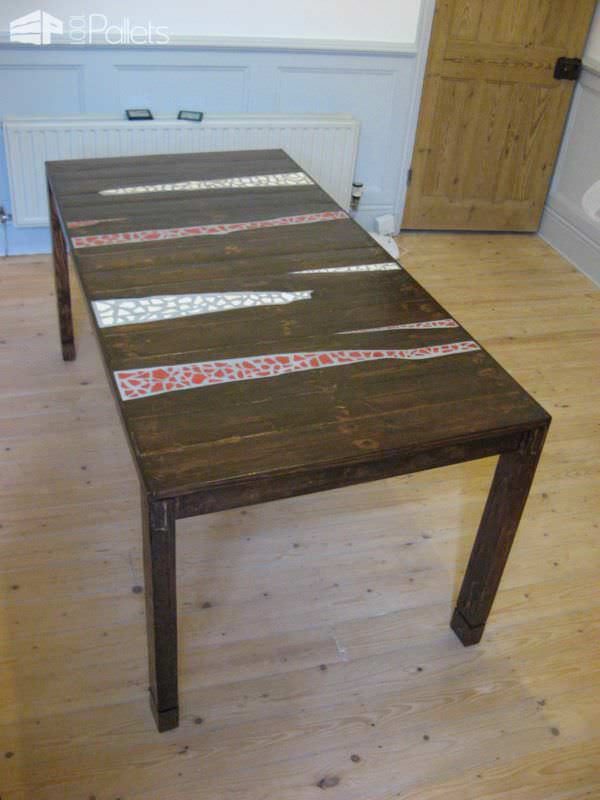 Crockery Mosaic Pallet Dining Table Pallet Desks & Pallet Tables Crockery Mosaic Pallet Dining Table Pallet Desks & Pallet Tables