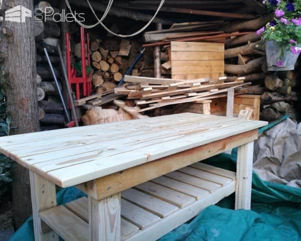 Substantial Pallet Work Table Has Storage Shelf Pallet Desks & Pallet Tables Substantial Pallet Work Table Has Storage Shelf Pallet Desks & Pallet Tables