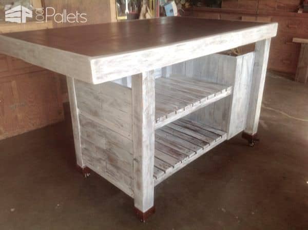 Metal-topped Rolling Pallet Kitchen Island Pallet Desks & Pallet Tables Pallet Projects Metal-topped Rolling Pallet Kitchen Island Pallet Desks & Pallet Tables Pallet Projects