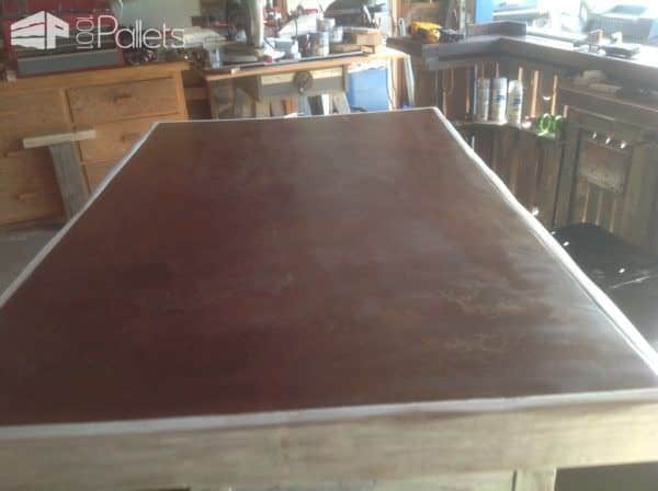 Metal-topped Rolling Pallet Kitchen Island Pallet Desks & Pallet Tables Pallet Projects Metal-topped Rolling Pallet Kitchen Island Pallet Desks & Pallet Tables Pallet Projects
