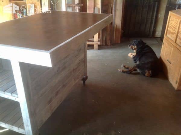 Metal-topped Rolling Pallet Kitchen Island Pallet Desks & Pallet Tables Pallet Projects Metal-topped Rolling Pallet Kitchen Island Pallet Desks & Pallet Tables Pallet Projects