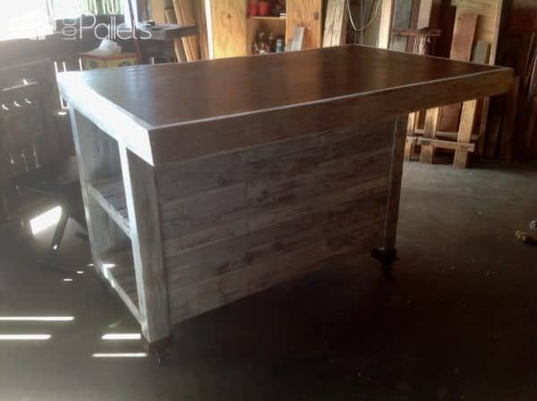Metal-topped Rolling Pallet Kitchen Island Pallet Desks & Pallet Tables Pallet Projects Metal-topped Rolling Pallet Kitchen Island Pallet Desks & Pallet Tables Pallet Projects