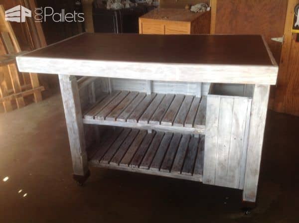 Metal-topped Rolling Pallet Kitchen Island Pallet Desks & Pallet Tables Pallet Projects Metal-topped Rolling Pallet Kitchen Island Pallet Desks & Pallet Tables Pallet Projects