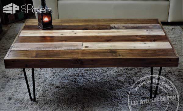 Two-tone Pallet Coffee Table With Hairpin Feet Pallet Coffee Tables Two-tone Pallet Coffee Table With Hairpin Feet Pallet Coffee Tables