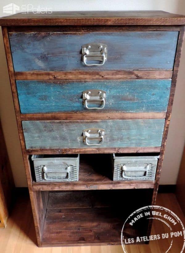 Industrial Deco Pallet Chest With Metal Drawers Pallet Cabinets & Wardrobes Industrial Deco Pallet Chest With Metal Drawers Pallet Cabinets & Wardrobes