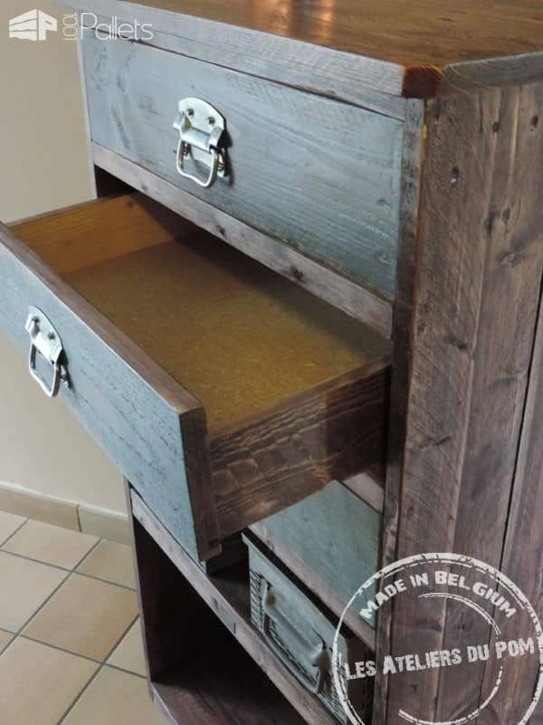 Industrial Deco Pallet Chest With Metal Drawers Pallet Cabinets & Wardrobes Industrial Deco Pallet Chest With Metal Drawers Pallet Cabinets & Wardrobes