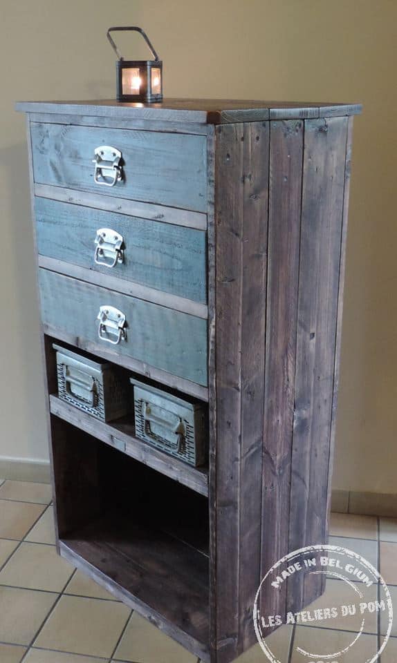 Industrial Deco Pallet Chest With Metal Drawers Pallet Cabinets & Wardrobes Industrial Deco Pallet Chest With Metal Drawers Pallet Cabinets & Wardrobes