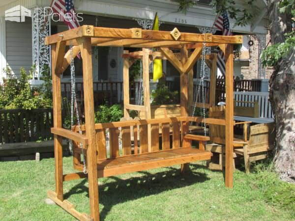 Awesome Pallet Arbor With 5-foot Swing! Lounges & Garden Sets Pallet Benches, Pallet Chairs & Stools Awesome Pallet Arbor With 5-foot Swing! Lounges & Garden Sets Pallet Benches, Pallet Chairs & Stools