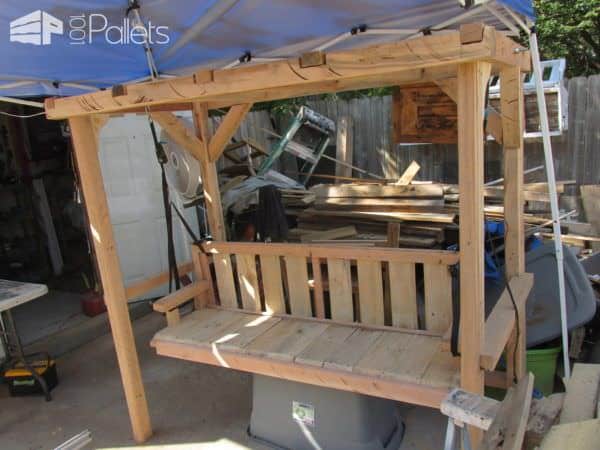 Awesome Pallet Arbor With 5-foot Swing! Lounges & Garden Sets Pallet Benches, Pallet Chairs & Stools Awesome Pallet Arbor With 5-foot Swing! Lounges & Garden Sets Pallet Benches, Pallet Chairs & Stools