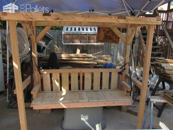 Awesome Pallet Arbor With 5-foot Swing! Lounges & Garden Sets Pallet Benches, Pallet Chairs & Stools Awesome Pallet Arbor With 5-foot Swing! Lounges & Garden Sets Pallet Benches, Pallet Chairs & Stools