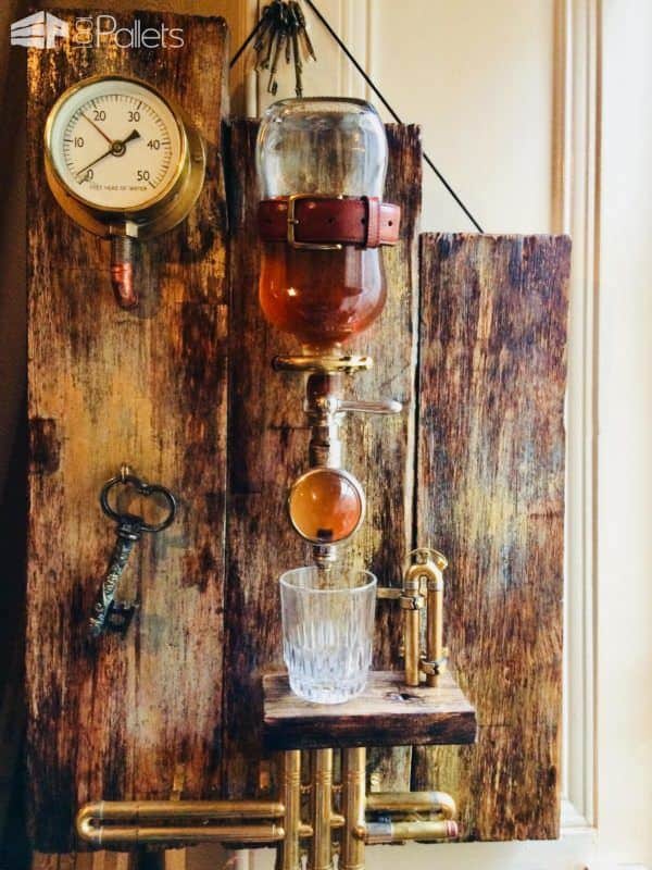 Portable Steampunk Upcycled Wood Whiskey Bar. Pallet Bars Portable Steampunk Upcycled Wood Whiskey Bar. Pallet Bars