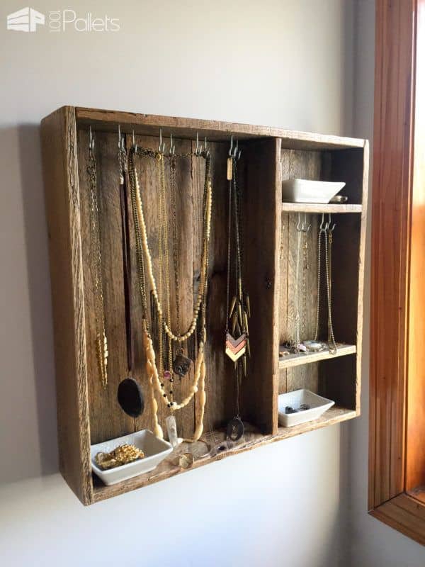 Wall Mounted Pallet Wood Jewelry Box Pallet Boxes & Chests Wall Mounted Pallet Wood Jewelry Box Pallet Boxes & Chests