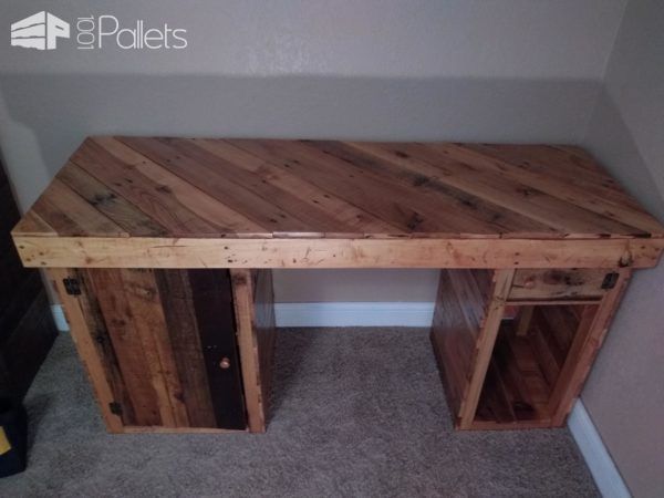 Golden Pecan-stained Pallet Office Desk Pallet Desks & Pallet Tables Golden Pecan-stained Pallet Office Desk Pallet Desks & Pallet Tables