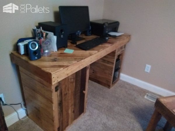 Golden Pecan-stained Pallet Office Desk Pallet Desks & Pallet Tables Golden Pecan-stained Pallet Office Desk Pallet Desks & Pallet Tables