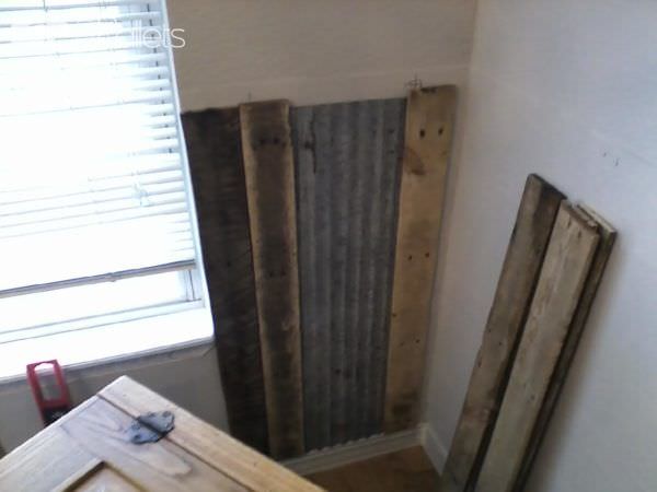 Pallets Plus Tin Makes Stunning Wainscoting! Pallet Walls & Pallet Doors Pallets Plus Tin Makes Stunning Wainscoting! Pallet Walls & Pallet Doors