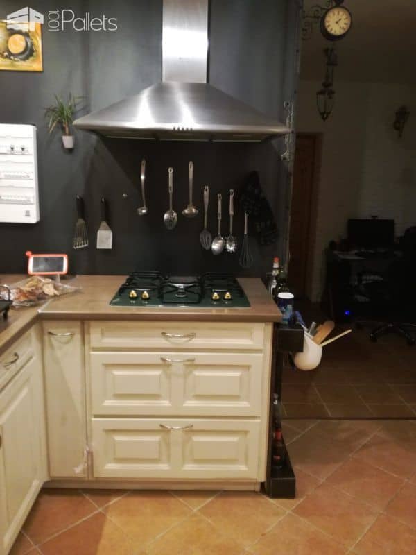 Metal-trimmed Pallet Kitchen Shelf / étagère De Cuisine : Palette Et Métal Pallet Shelves & Pallet Coat Hangers Metal-trimmed Pallet Kitchen Shelf / étagère De Cuisine : Palette Et Métal Pallet Shelves & Pallet Coat Hangers