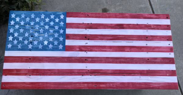 Patriotic Pallet Bench Features Hidden Storage Pallet Benches, Pallet Chairs & Stools Patriotic Pallet Bench Features Hidden Storage Pallet Benches, Pallet Chairs & Stools