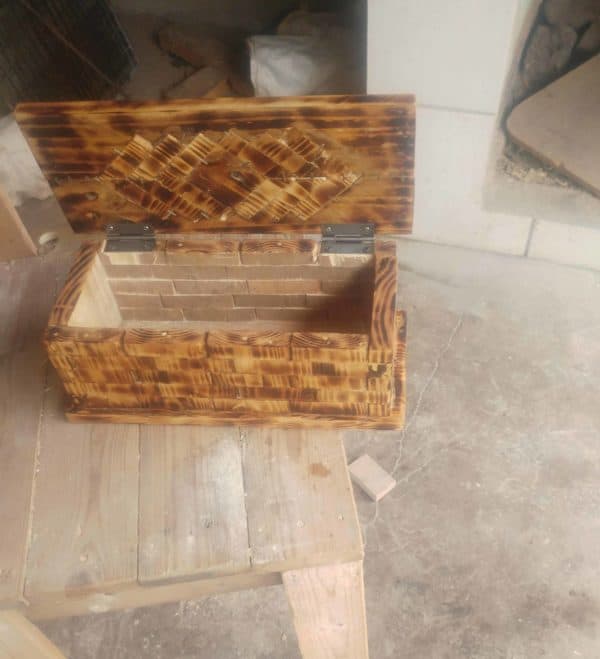 Woodburned Pallet Jewelry Box Features Wood Inlay Pallet Boxes & Chests Pallet Home Décor Ideas Woodburned Pallet Jewelry Box Features Wood Inlay Pallet Boxes & Chests Pallet Home Décor Ideas