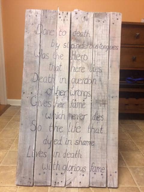 Pallet Sign: Wooden Epitaph for Shakespeare’s Pallet Wall Decor & Pallet Painting Pallet Sign: Wooden Epitaph for Shakespeare’s Pallet Wall Decor & Pallet Painting