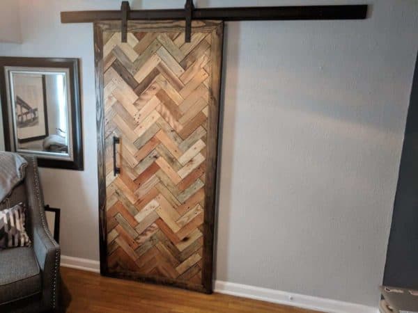 10 Pallets Double-sided Herringbone Barn Door Pallet Walls & Pallet Doors 10 Pallets Double-sided Herringbone Barn Door Pallet Walls & Pallet Doors