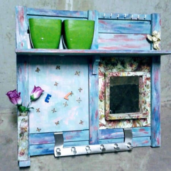 Multi-function Coat Rack from Pallet Wood & Old Window Pallet Shelves & Pallet Coat Hangers Multi-function Coat Rack from Pallet Wood & Old Window Pallet Shelves & Pallet Coat Hangers