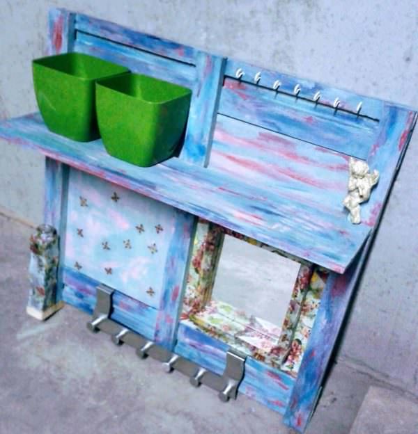 Multi-function Coat Rack from Pallet Wood & Old Window Pallet Shelves & Pallet Coat Hangers Multi-function Coat Rack from Pallet Wood & Old Window Pallet Shelves & Pallet Coat Hangers