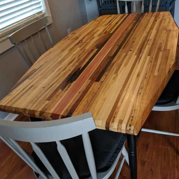Butcher Block Table with Mid Century Legs Pallet Desks & Pallet Tables Butcher Block Table with Mid Century Legs Pallet Desks & Pallet Tables