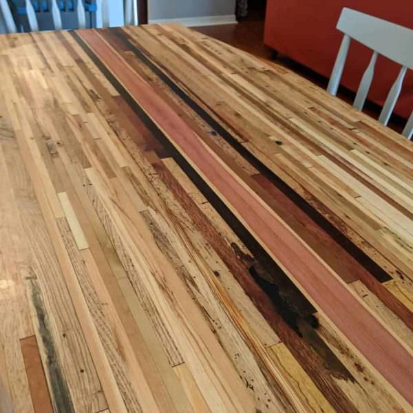 Butcher Block Table with Mid Century Legs Pallet Desks & Pallet Tables Butcher Block Table with Mid Century Legs Pallet Desks & Pallet Tables