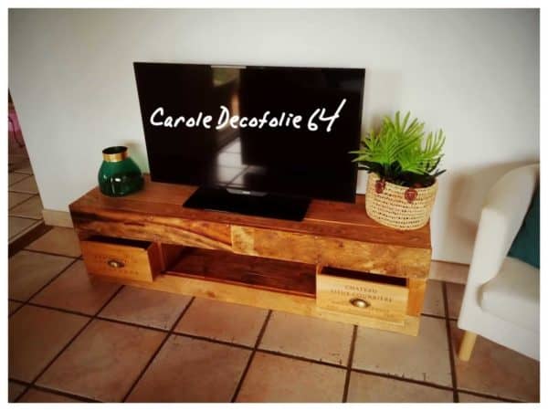 Pallet Tv Stand with Wine Crate Drawers Pallet TV Stands & Racks Pallet Tv Stand with Wine Crate Drawers Pallet TV Stands & Racks