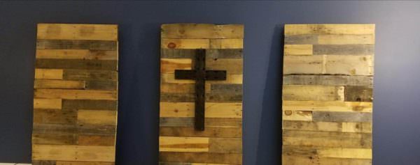 Pallet Wood Panels With Cross Pallet Wall Decor & Pallet Painting Pallet Wood Panels With Cross Pallet Wall Decor & Pallet Painting