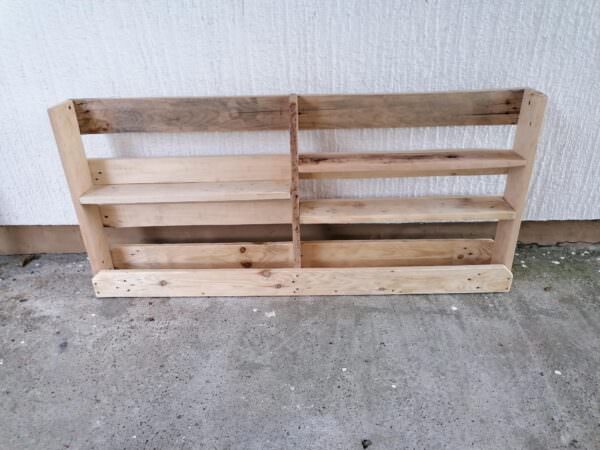 White Wall Shelf With Hooks Made Of Ordinary Wood Pallets Pallet Shelves & Pallet Coat Hangers White Wall Shelf With Hooks Made Of Ordinary Wood Pallets Pallet Shelves & Pallet Coat Hangers