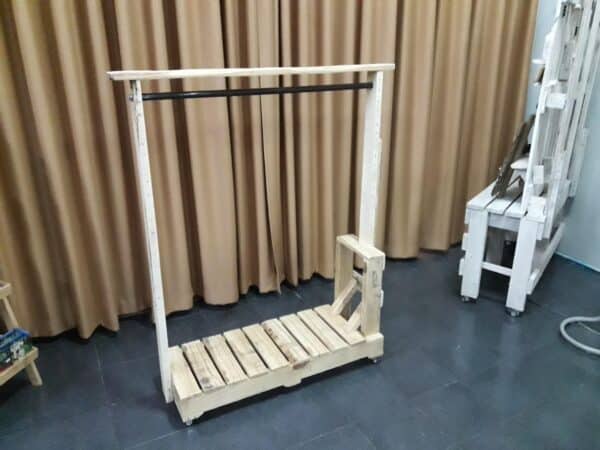 Pallet Truck Inspired Clothes Rack Pallet Shelves & Pallet Coat Hangers Pallet Truck Inspired Clothes Rack Pallet Shelves & Pallet Coat Hangers