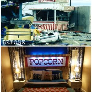 Reclaimed Carnival Sign Pallet Headboard